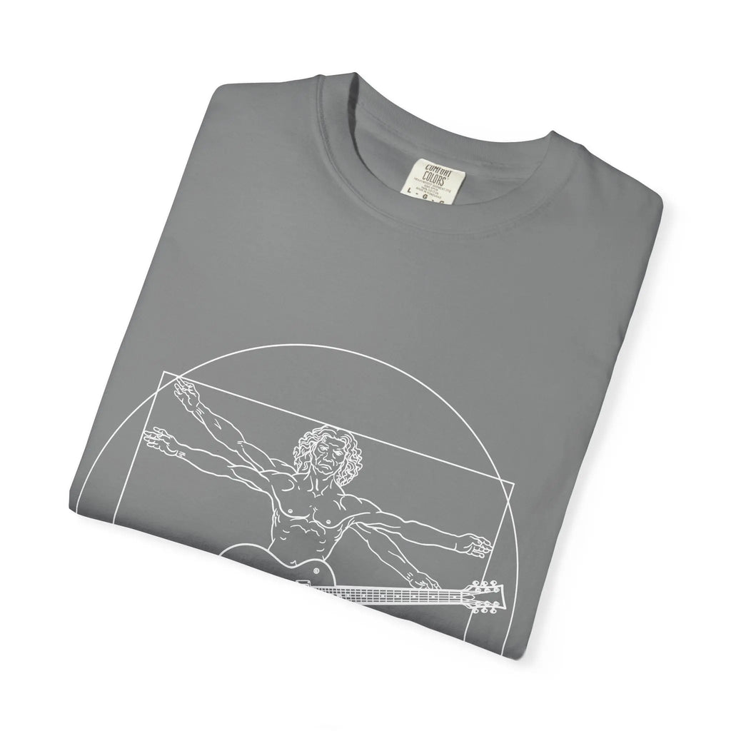 Da Vinci's Vitruvian Man with a Guitar T-Shirt — Classic White Garment-Dyed Tee Printify