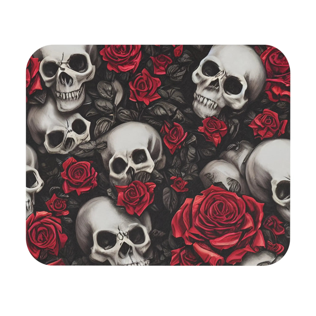 Skull and Rose Mouse Pad (Rectangle) Printify
