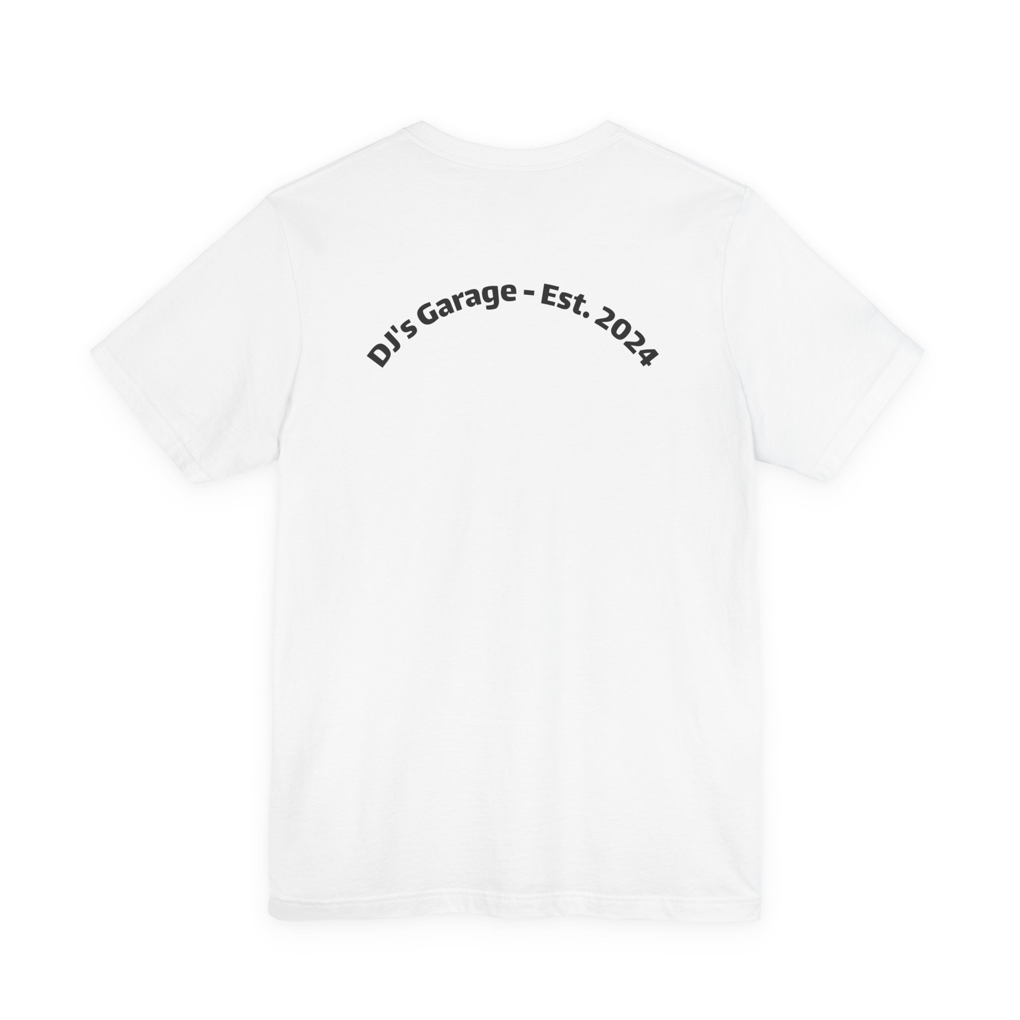 DJ's Garage Wrench & Speedometer Tee for car enthusiasts — Est. 2024 Printify