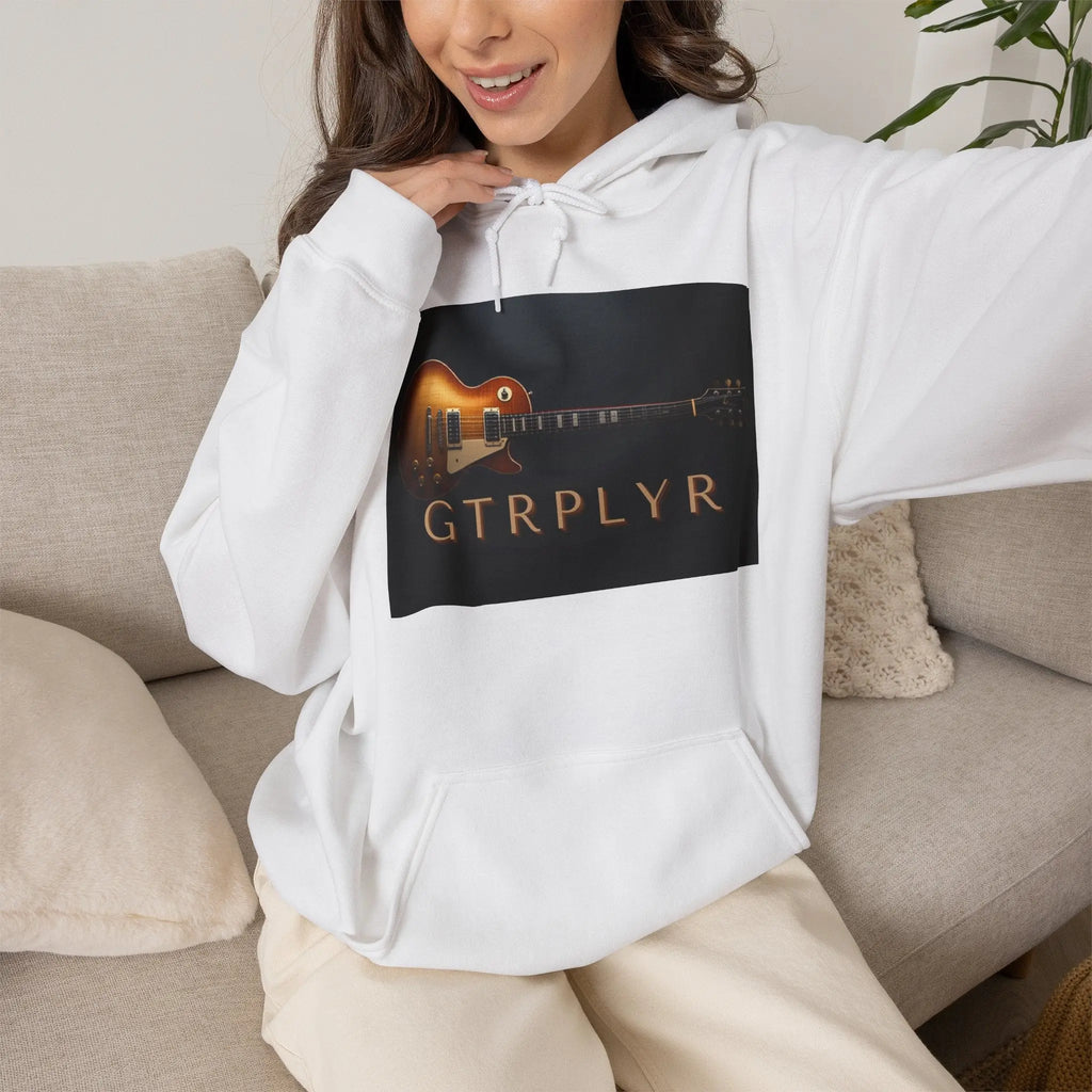 Guitar Player Graphic Hoodie — 'GTRPLYR' Vintage Electric Guitar Design Printify