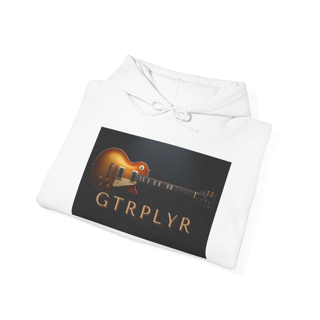 Guitar Player Graphic Hoodie — 'GTRPLYR' Vintage Electric Guitar Design Printify