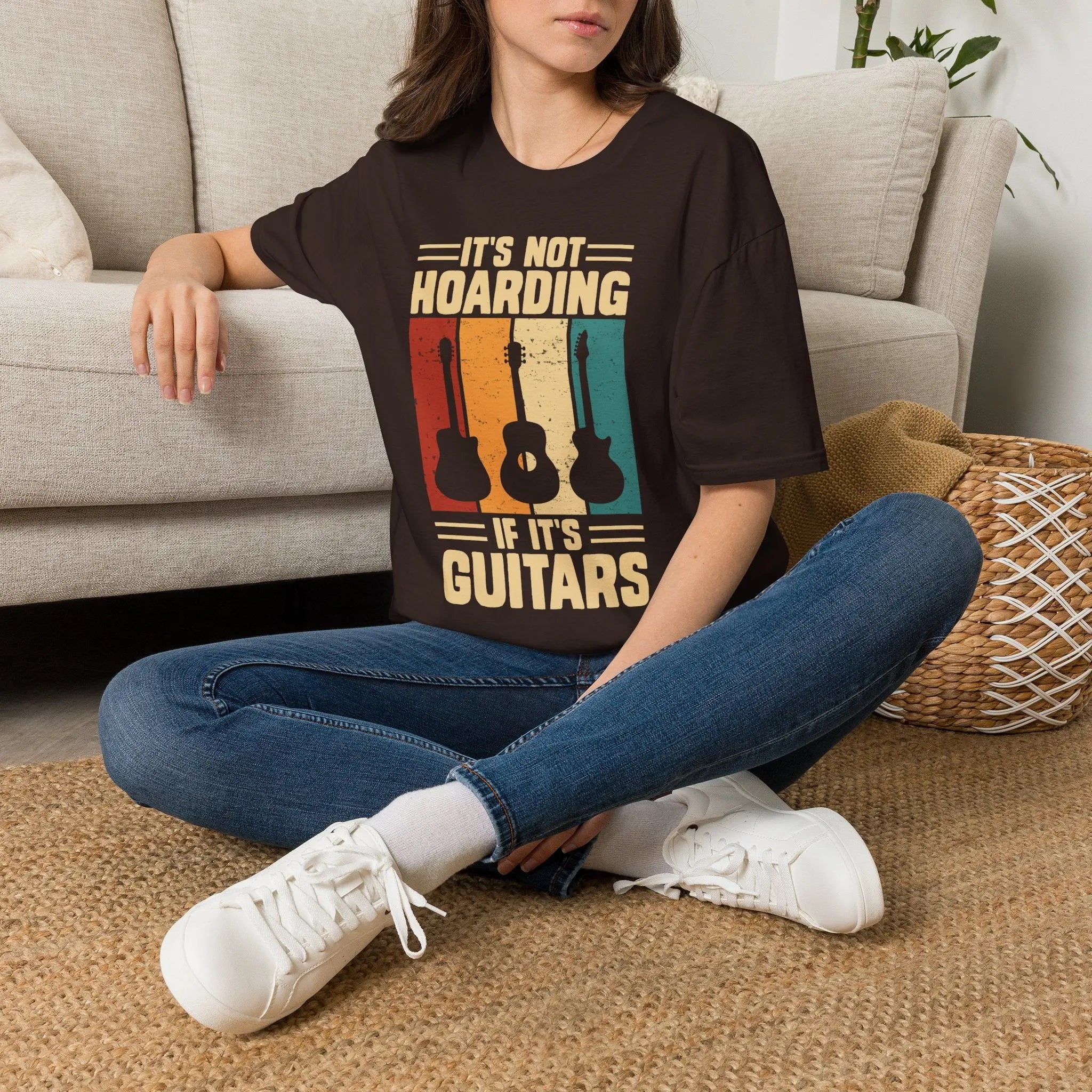 Guitar Lover T-Shirt — "It's Not Hoarding If It's Guitars" Vintage Music Tee Printify