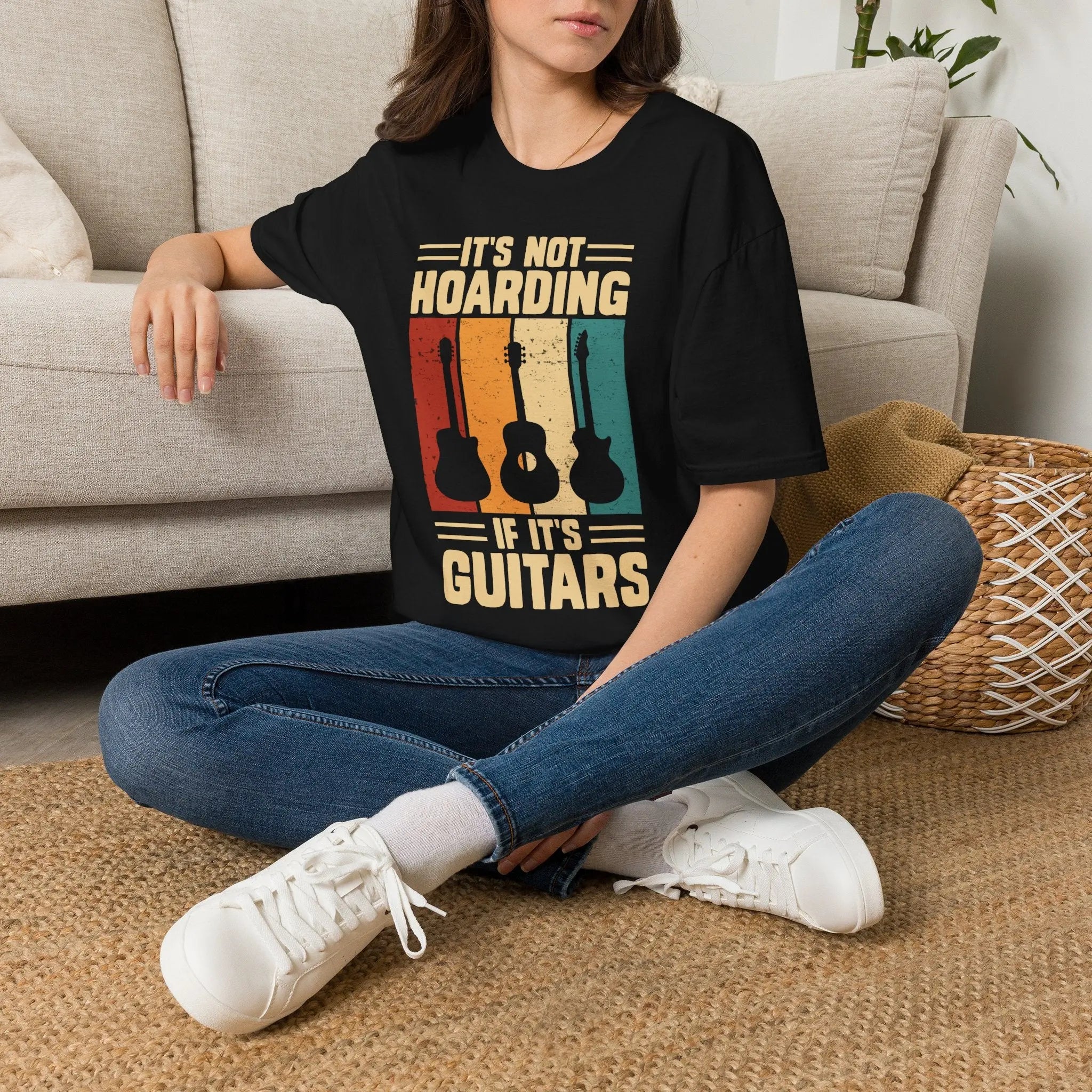 Guitar Lover T-Shirt — "It's Not Hoarding If It's Guitars" Vintage Music Tee Printify