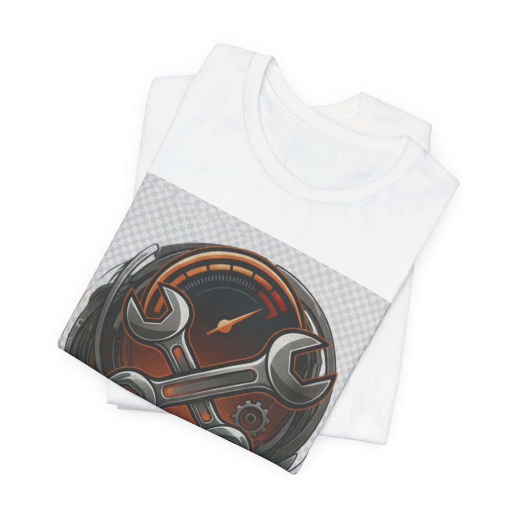 DJ's Garage Wrench & Speedometer Tee for car enthusiasts — Est. 2024 Printify