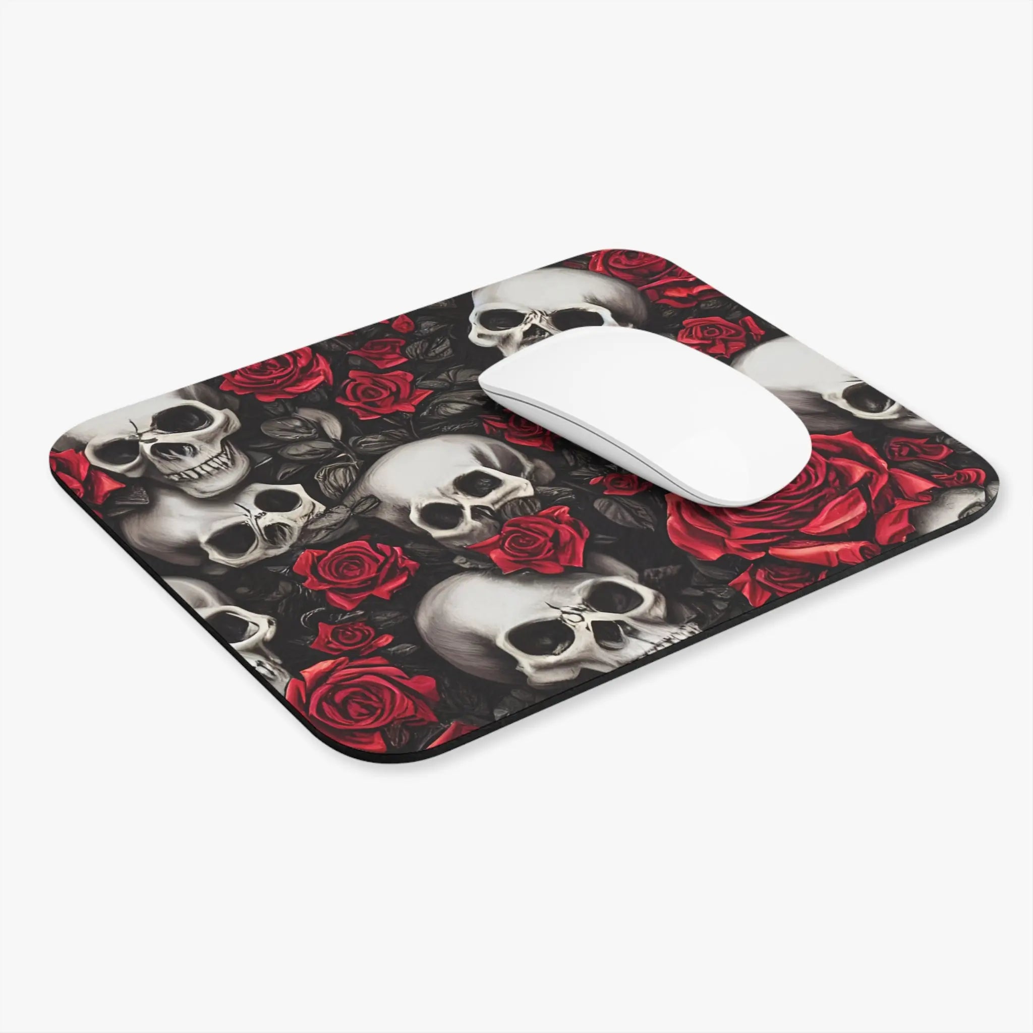 Skull and Rose Mouse Pad (Rectangle) Printify