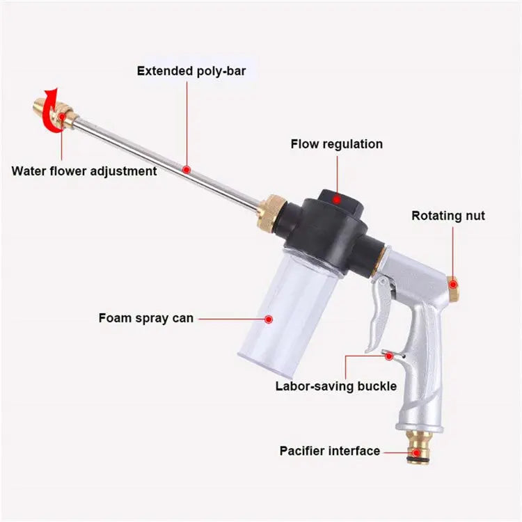 High-Pressure Car Wash Gun with Foam Nozzle and Hose DJ's Garage